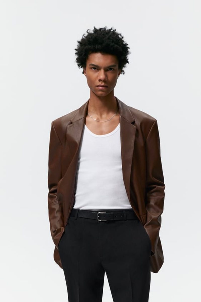 Faux Leather Blazer