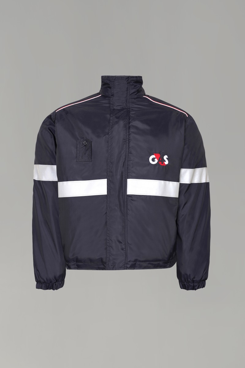 Men’s Navy Blue Safety Jacket with Reflective Strips