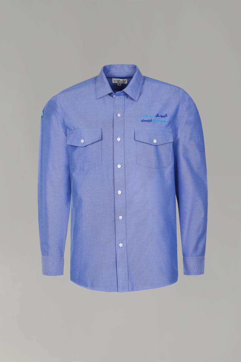 Men’s Blue Full Sleeve Workwear Shirt with Dual Utility Pockets