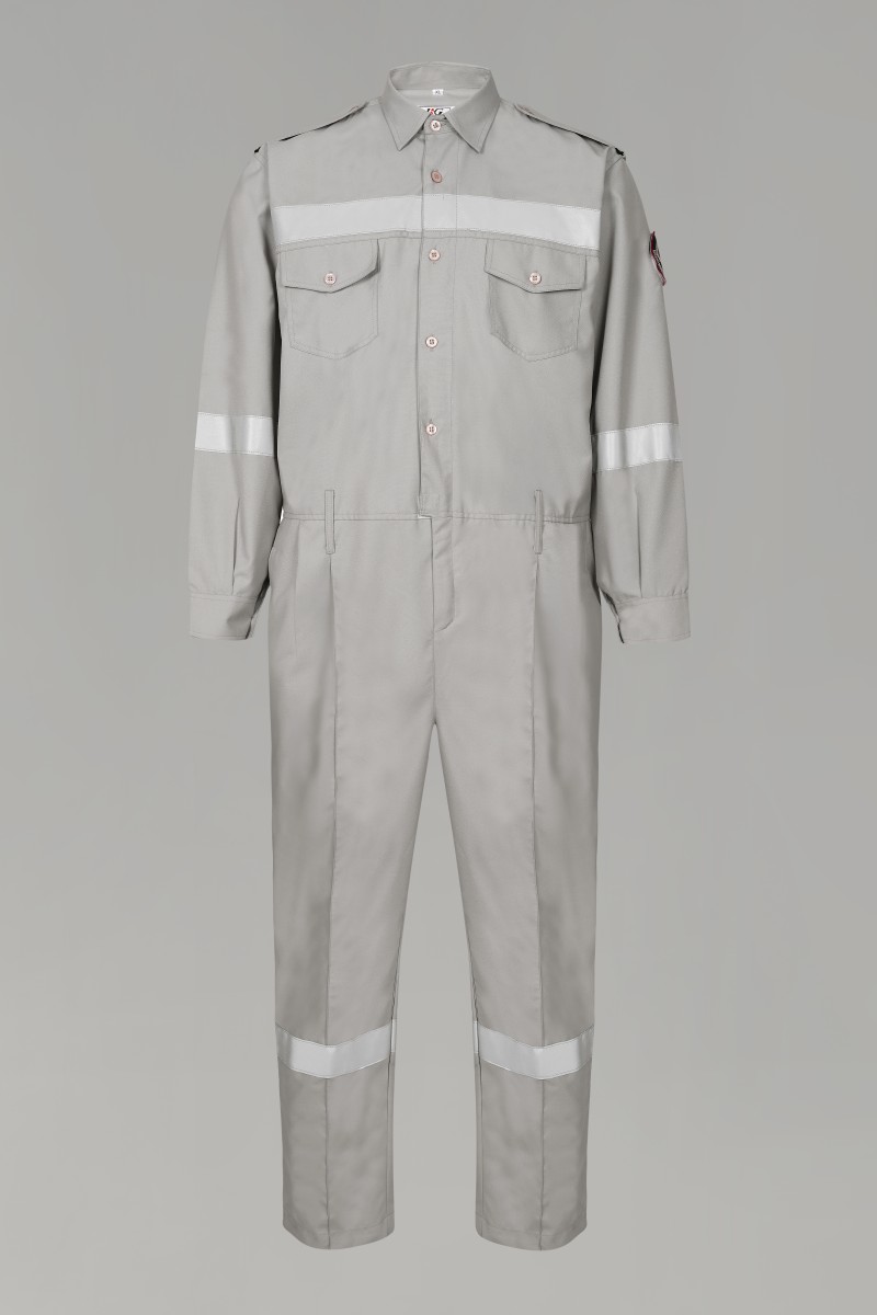Men’s Grey Industrial Safety Coverall with Reflective Strips