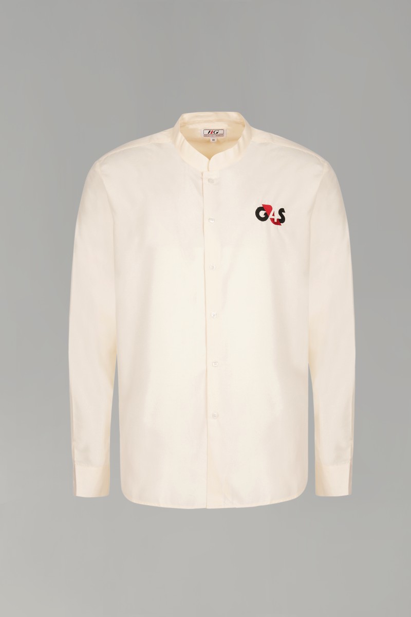 Men’s Off-White Full Sleeve Corporate Shirt with Mandarin Collar