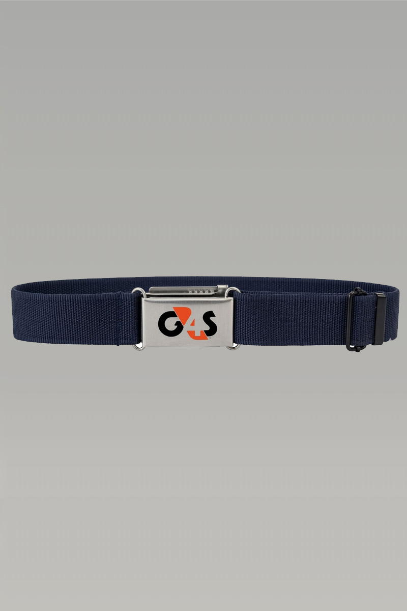 G4S Branded Navy Blue Tactical Web Belt with Custom Silver Buckle